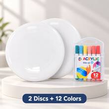 Bộ vẽ tranh DIY BSKT trống, vẽ graffiti thủ công trên PE không in kèm bút marker acrylic gốc nước 12 màu/24 màu, đồ thủ công handmade cho người lớn, ném ngoài trời - Nhiều màu - Xem 12