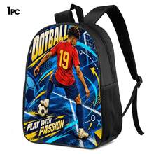 Football Player #19 Slogan Print 3 Pieces Set: Large Capacity Backpack + Crossbody Bag + Pencil Case, Adjustable Breathable Shoulder Straps, Classic Cartoon Sports Style Fan Game Day Commute Storage Set - Printed Bag - View 13