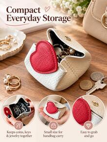 Heart-Shaped Coin Purse, Multi-Functional Portable Storage For Coins, Jewelry, Earphones, Suitable For Home Organization, Daily Commute, Travel, Business Trips, Holiday And Anniversary Gifts, Unisex - Multicolor - View 9