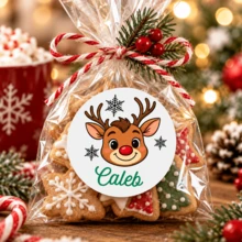 Custom Reindeer Christmas Stickers, Personalized Name Holiday Gift Labels, Festive Snowflake Round Stickers For Gift Boxes & Envelopes, Customized Name Christmas Party Labels, Customizable Gift Seals For Family & Friends 2026, Merry Christmas - Multicolor - View 5