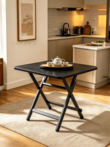 Simple Black Folding Square Table, Thickened & Sturdy, Quick Fold Portable Small Table, Space Saving, Simple Home Dining Table, Suitable For - Study Room Study, Balcony Rest, Picnic Gathering, Rental House Use, Temporary Stall Countertop - Multiple Specifications - View 4