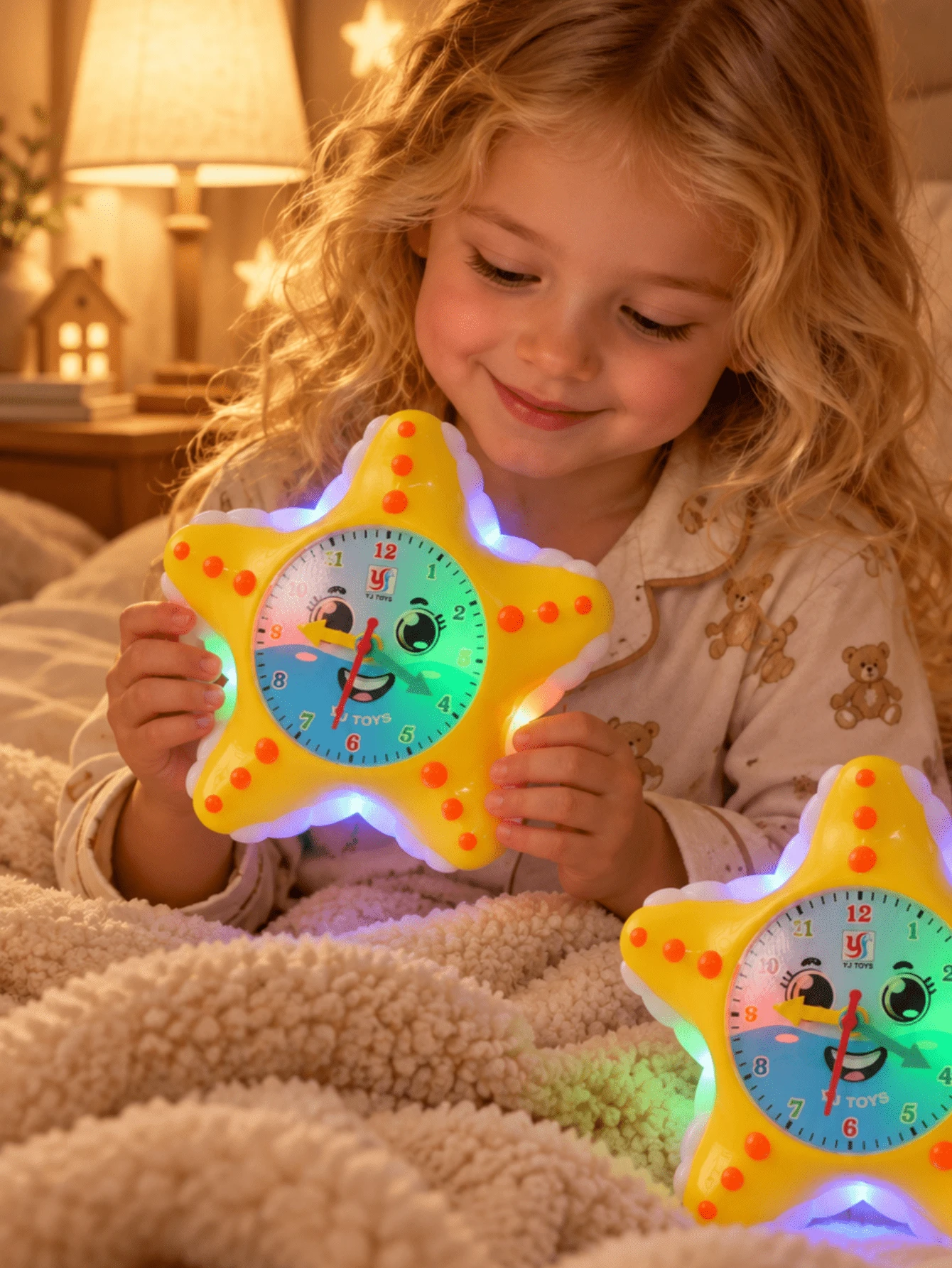 Musical Light Up Starfish Crawling Toy,Clock Face With Auto Steering Universal Wheels & Obstacle Avoidance,Gift For Toddlers Baby Boys Girls,Christmas