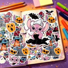 50pcs Highly Attractive Stitch & Angel Decorative Sticker Collection, Multiple Pattern Options, Luggage, Water Bottle, Computer, Planner Decoration, Birthday Gift, Home & Office Decor, Fun Creative Stickers, Designs, Water Bottle, Luggage, Planner, Computer Decals, Birthday Party Favor, Home & Office Accessories - Multicolor - View 3