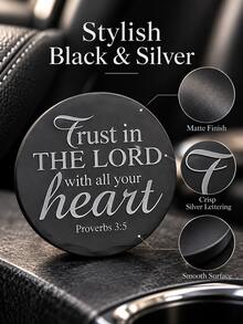 A Gift Suitable For All Four Seasons, 2pcs/Set Of Faith-Inspired Style - Round Coaster - Bible Proverbs / Matthew Text + Minimalist Plant Pattern - Car Coaster / Anti-Slip And Heat Insulation Pad / Faith-Themed Decorative Pad - A - View 4