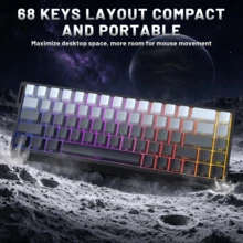 Keyboard Gaming Berkabel ZIYOU LANG S68, Keyboard Membran, 68 Tombol RGB, Tutup Tombol PBT dengan Cetakan Samping, Anti-Ghosting 26 Tombol, Efek RGB Dinamis, Pengetikan Senyap, Penyesuaian Tinggi 3 Tingkat - View 2