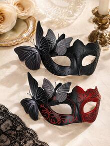 Gothic Black & Red Butterfly Venetian Masquerade Mask, Glitter Trim Half Face Mask For Women, Halloween Cosplay Carnival Party Costume Accessory - Multicolor - View 10