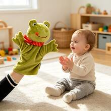 1Pc Green Frog Hand Puppet Plush Toy Kindergarten Puppet Show Prop Storytelling Role Play Teaching Aid Soft Short Plush Movable Hands Interactive Toy Christmas Halloween Birthday Gift Random Style - Multicolor - View 10