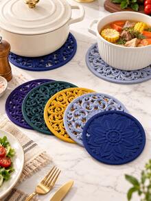 3pcs Silicone Heat Resistant Mats, Multi-Functional Patterned Heat-Proof Pads For Countertop, Suitable For Hot Pots And Hot Plates, Kitchen Supplies - View 1