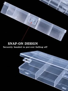 1 hộp đựng chia ngăn nhựa trong suốt điều chỉnh được, có các tùy chọn 4 ngăn, 6 ngăn, 10 ngăn, 12 ngăn, 15 ngăn và 24 ngăn, hộp tổ chức nhiều ngăn đa năng đựng móng giả, đá đính, hạt, trang sức, cúc áo, đồ thủ công - Trong sáng - Xem 5