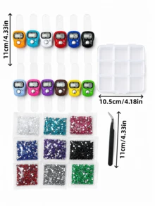 9026pcs/1set DIY Rhinestone Ring Digital Counter Full Tool Kit, Braided Arrangement Shiny Counting Ring, Handmade Craft Set, Easy To Store - Rhinestone - View 9