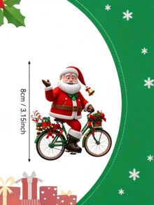 8pcs/Set Santa Claus Riding Bicycle Wooden Ornaments - Artificial Material, Suitable For Home Christmas Tree Decoration, Santa Claus With Hanging Rope Gift Pendant, Suitable For Christmas Tree And Housewarming Holiday Decorations - Santa Claus Wooden Ornament - View 6