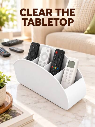 Modern Striped Remote Control Organizer Box - Remote Control Holder, Decorative Storage Item; Featuring Vertical Stripe Design, Easy Access; Suitable For Storing TV, Air Conditioner And Other Household Remote Controls; Combines Home Decor And Storage Function; Ideal For Dorm Storage, Desk Organization; Also Suitable For Halloween, Christmas And Wedding Occasions
