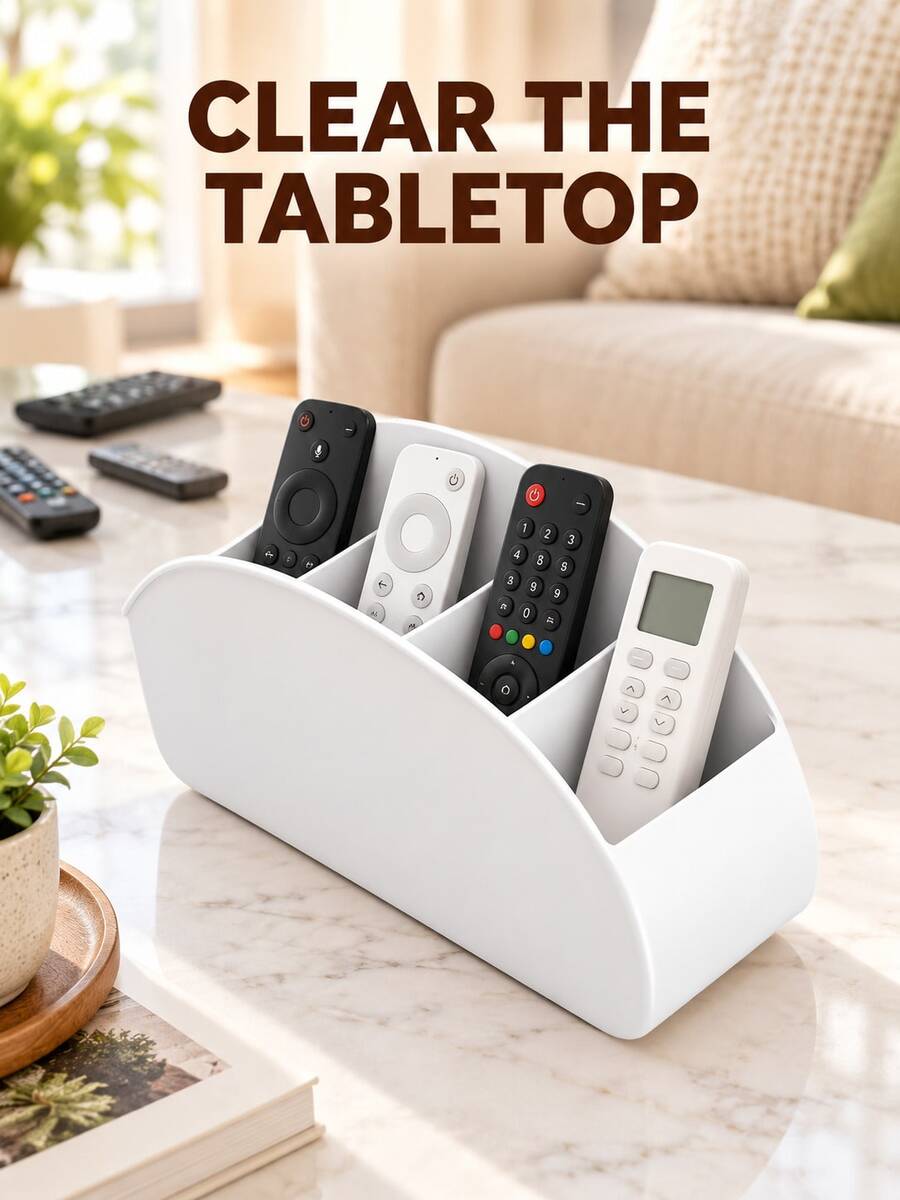 Modern Striped Remote Control Organizer Box - Remote Control Holder, Decorative Storage Item; Featuring Vertical Stripe Design, Easy Access; Suitable For Storing TV, Air Conditioner And Other Household Remote Controls; Combines Home Decor And Storage Function; Ideal For Dorm Storage, Desk Organization; Also Suitable For Halloween, Christmas And Wedding Occasions - View 1