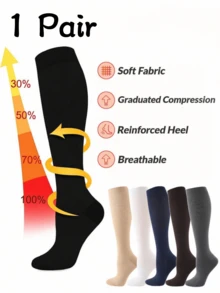 1 /3/5 Pairs Unisex Compression Socks, 15-20 MmHg Pressure, Best Support For Athletic Running, Cycling, And Fall Wear. - Multicolor - View 7