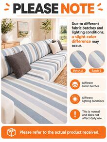1pc Striped Print Milk Silk Sofa Cushion Cover, High Elasticity Dust-Proof Stain-Resistant Removable Washable All-Season Sofa Slipcover, Suitable For Kitchen, Living Room, Bedroom, Balcony Garden And Multiple Occasions, Single Piece Sold Not Set Sofa Cushion Protector - Multicolor - View 10