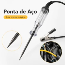 Testador de Circuito Automotivo 6-24V Caneta Teste com Garra Jacaré para Fusíveis Fiação Luzes e Soquetes - Multicolorido - Visão 5