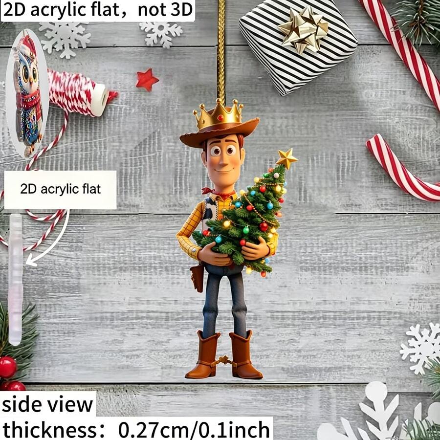 Panini Toy Story Woody Christmas 2D Acrylic Hanging Ornament, Cartoon Character Christmas Tree Pendant, Holiday Home Christmas Decoration Gift - Multicolor - View 1