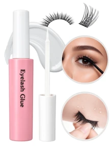1pc Waterproof Strong Long-Lasting Clear False Eyelash Glue, Quick Dry Sweat-Resistant, Super Strong Adhesion, Suitable For False Eyelashes And Hair Extensions, Fine Brush Tip Applicator Makeup Tool - Pink - View 7