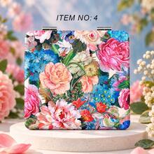 1pc Y2K Floral Portable Makeup Mirror, Double-Sided Folding Pocket Mirror With Magnification, Vintage Floral Print Portable Vanity Mirror, Suitable For Handbag And Travel, Mini Handheld Makeup Mirror For Touch-Ups, Vintage Pocket Mirror Beauty Accessory - Multicolor - View 15