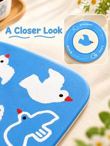 Blue Bird Print Table Mat, 4 Design Options, Round & Rounded Square Dining Placemat, Coffee Cup Coaster For Home Decor, Kitchen Table Decor, Room Decor, Christmas Decor, Thanksgiving Table Setting, Autumn Decor, Housewarming Gift - Multicolor - View 5