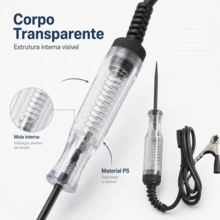 Testador de Circuito Automotivo 6-24V Caneta Teste com Garra Jacaré para Fusíveis Fiação Luzes e Soquetes - Multicolorido - Visão 9