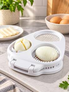 2pcs/1pc Multi-Function Fruit & Vegetable Slicer, With ABS Base, Stainless Steel Slicing Blades, Manual Egg & Fruit Cutter, Suitable For Kiwi, Strawberry, Banana, Egg, Salad And Breakfast Preparation Kitchen Food Prep Tool, Easy To Use And Clean - Multicolor - View 2