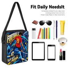 Football Player #19 Slogan Print 3 Pieces Set: Large Capacity Backpack + Crossbody Bag + Pencil Case, Adjustable Breathable Shoulder Straps, Classic Cartoon Sports Style Fan Game Day Commute Storage Set - Printed Bag - View 3