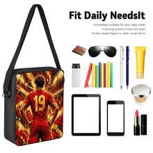 Football Player No.19 Back Print 3 Pieces Set: Large Capacity Backpack + Crossbody Bag + Pencil Case, Adjustable Breathable Shoulder Straps, Modern Fashion Art Style Fan Merchandise Sports Commute Storage Set - Printed Bag - View 3