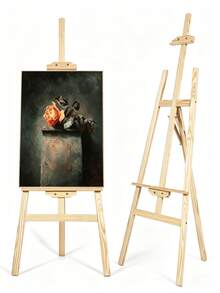 1pc Solid Wood Triangle Display Easel (5 Sizes Optional: 50/70/90/120/175cm), Freely Adjustable Height, Stable Triangle Support Without Shaking, Suitable For Studio Hand Painting, Store Posters And Desktop Decorative Painting Display - A - View 1