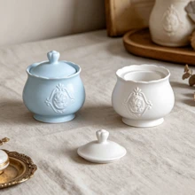 Retro Relief-Patterned Lidded Storage Jar, Tabletop Silicone Mold For DIY Aromatherapy Gypsum Candle Cup Containers. - A - View 5