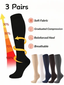 1 /3/5 Pairs Unisex Compression Socks, 15-20 MmHg Pressure, Best Support For Athletic Running, Cycling, And Fall Wear. - Multicolor - View 8