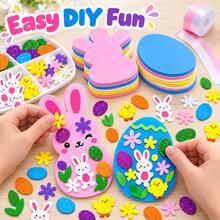 Easter DIY Foam Craft Kit, Colorful Bunny & Easter Egg Shapes With Flowers, Chicks, Leaves And Glitter Decorations, Creative Handmade Activity For Classroom, Family, Party, Spring Holiday Decor, Easter Basket Gift - Multicolor - View 3
