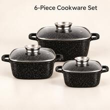 3-Pot Cooking Set With Lids, 6 Pieces For Home Kitchens, Simmering, Boiling And Meal Preparation - View 3