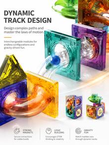 Colorful Magnetic Tiles Ball Track Building Blocks DIY Assembly Slide Pipe Puzzle Toy For Children Early Learning Brain Training Tool Suitable For Boys And Girls 3 Years And Above Stress Relief Creative Construction Game Summer Birthday Holiday Back To School Gift - Multicolor - View 8