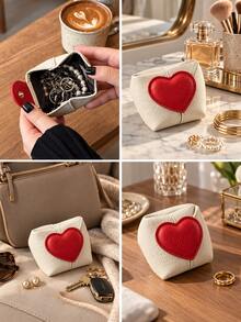 Heart-Shaped Coin Purse, Multi-Functional Portable Storage For Coins, Jewelry, Earphones, Suitable For Home Organization, Daily Commute, Travel, Business Trips, Holiday And Anniversary Gifts, Unisex - Multicolor - View 12