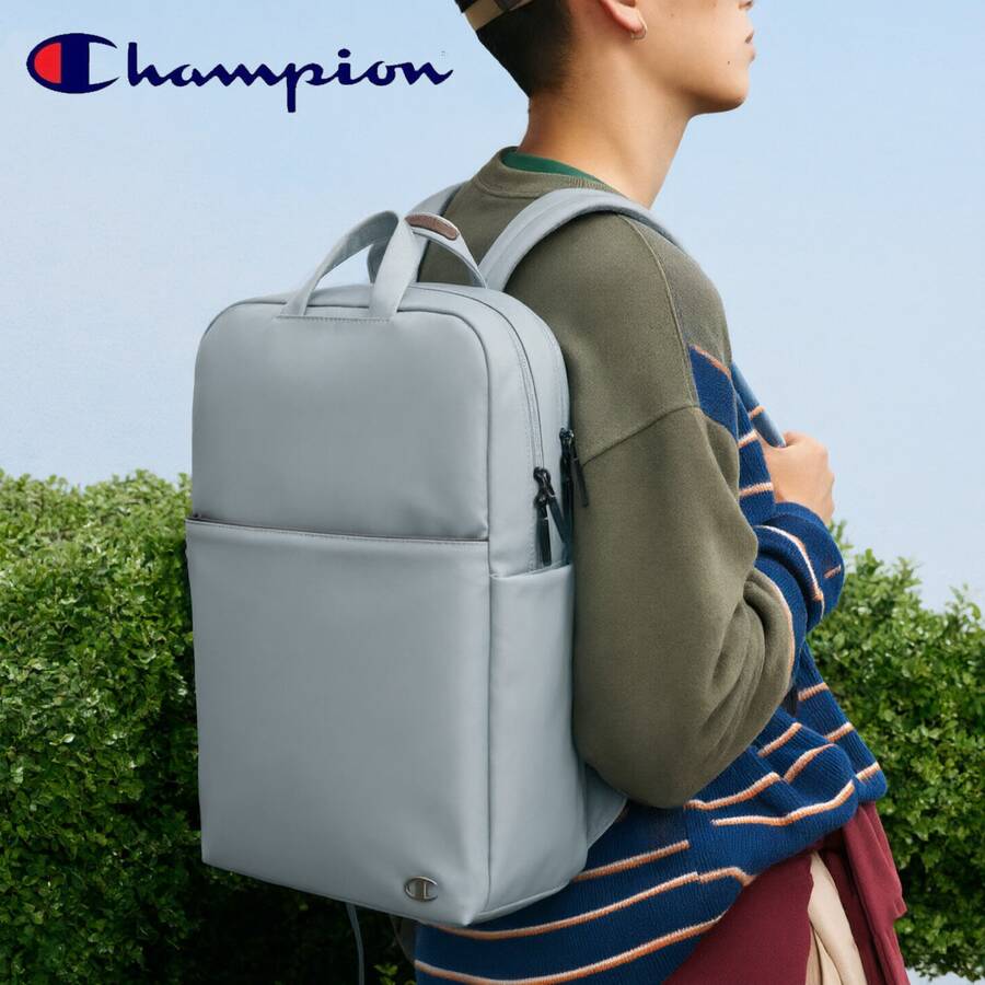 Champion Fog Blue Business Backpack, Multi-Compartment Storage Minimalist Solid Color School Commute Laptop Bag, Solid Color Business Backpack, Multi-Pocket Storage, Suitable For School And Work