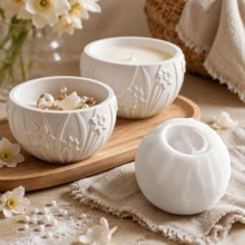 1 khuôn silicon dập nổi hình bát, cốc nến hoa, hũ nến, bát trang trí, khuôn đúc thạch cao và nhựa resin - A - Xem 6