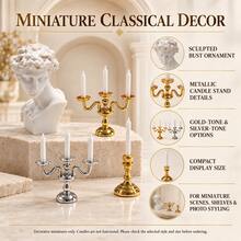 Vintage Classical Style Mini Bust With Candle Holder Ornament, Gold And Silver Three-Arm Candelabra Miniature Scene Decor, Desk Bookshelf Display Photography Backdrop Accessory - one-size - View 8