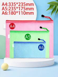 OBOVAY 10/3pcs Macaron Colorful Mesh A4/A5/A6 Zipper File Bags, PVC Material Transparent Waterproof, Multi-Functional Storage For Textbooks, Materials, Exam Papers, Documents, Stationery, Simple Large Capacity School Supplies Office Supplies - A - View 5