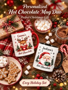Personalized Christmas Mug, Customized Name Christmas Cup, Holiday Hot Chocolate Mug, Cute Santa Claus Snowman Reindeer Mug, Christmas Gift Mug - Multicolor - View 1