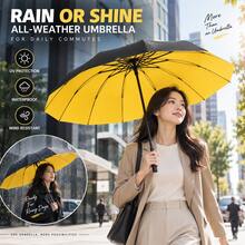 125cm Extra Large Inverted Folding Umbrella, 12-Rib Reinforced Windproof Folding Umbrella, Portable Car Travel Umbrella, Unisex Rain And Sun Protection Umbrella - Yellow - View 7