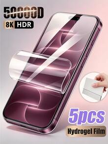 5Pcs Clear Hydrogel Film Screen Protector, HD Soft Phone Screen Protection,Flexible Hydrogel Screen Cover For Smartphone, Self-Healing, Bubble Free Compatible With IPhone 18 17 PRO/Compatible With Samsung Galaxy S26 A18/Compatible With Xiaomi 17T 15T/ 17C 15C Note 17 15 - Clear - View 2