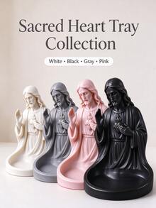 Nampan Dekoratif Religius Hati Kudus Yesus untuk Natal, Hiasan Meja Natal, Nampan Penyimpanan Meja untuk Rosario, Perhiasan, dan Barang-Barang Kecil, Hadiah Spiritual yang Bermakna untuk Umat Beriman - MultiWarna - View 5