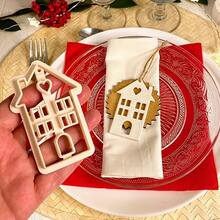 1 buah Pemotong Tanah Liat Berbentuk Rumah Natal - Tanah Liat Polimer - Perlengkapan Pesta DIY - Pemotong Tanah Liat Natal, Alat Kerajinan Keramik - Aprikot - View 1