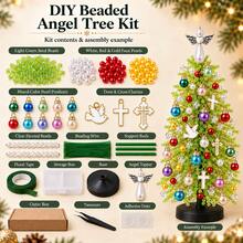 1pc DIY Blue & White Beaded Christmas Tree Handmade Kit + Tools, Includes Snowflake Pendant, Pearl Beads, Mini Decorations, Wire, Base And Top Bow Decoration, Handmade Desktop Holiday Decor, Suitable For Christmas Home Decor, Fireplace Display, Holiday Party Decoration And Holiday Gifts - DIY Christmas Tree Kit - View 15