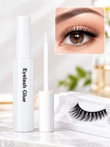1 PC Eyelash Glue Brush On Strong Hold Clear Waterproof False Lash Adhesive Quick Drying Long Lasting Gentle Formula For Strip Individual Lashes Extensions DIY Eye Makeup Essentials - White - View 4