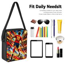 Player #19 Sprint Field Print 3 Pieces Set: Large Capacity Backpack + Crossbody Bag + Pencil Case, Adjustable Breathable Shoulder Straps, Modern Dynamic Cartoon Style Fan Merchandise Sports Commute Storage Set - Printed Bag - View 3