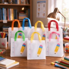 Random Color Back To School Gift Bags Teacher Gift Bags Bulk School Gift Bags With Handle Pencil Notebook Line Pattern Teacher Appreciation Gift End Of School Year Teacher Gift Bags Promotion Retirement Packaging Supplies Suitable For Graduation Season - View 9