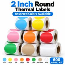 50mm Color Round Thermal Label Paper - 600pcs Round Thermal Printer Labels, 2 Inch Thermal Printer Stickers, Round Thermal Labels For Logo Designs, Name/Price Labels, Thank You Cards, Addresses - View 6