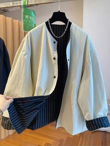 Reversible Jacket For Women, Casual Windbreaker Coat, Loose Fit, Versatile, Spring/Autumn 2025 New Arrival Vacation - Apricot - View 10